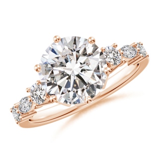 9.2mm IJI1I2 Classic Round Diamond Side Stone Engagement Ring in Rose Gold