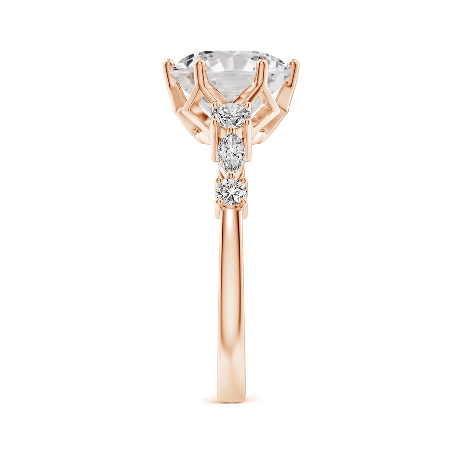 9.2mm IJI1I2 Classic Round Diamond Side Stone Engagement Ring in Rose Gold side 299
