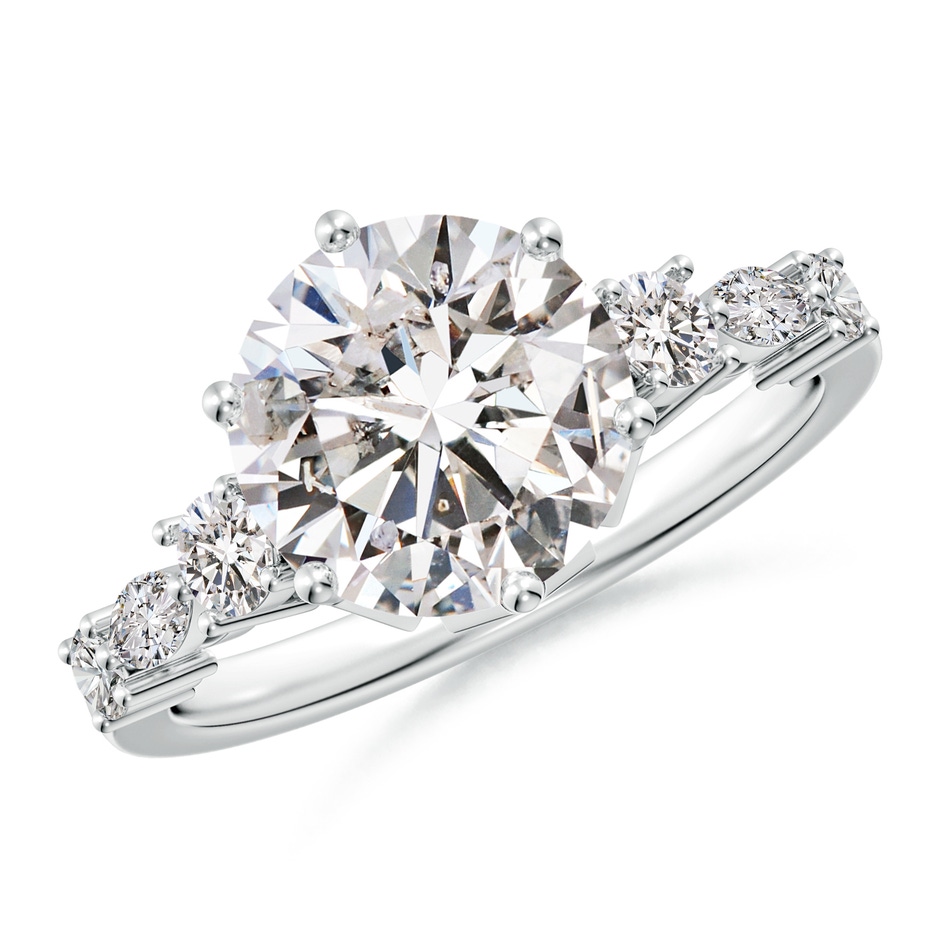 9.2mm IJI1I2 Classic Round Diamond Side Stone Engagement Ring in White Gold 