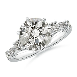 9.2mm KI3 Classic Round Diamond Side Stone Engagement Ring in P950 Platinum