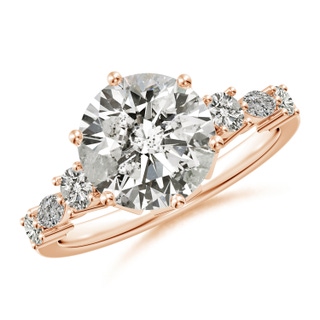 9.2mm KI3 Classic Round Diamond Side Stone Engagement Ring in Rose Gold