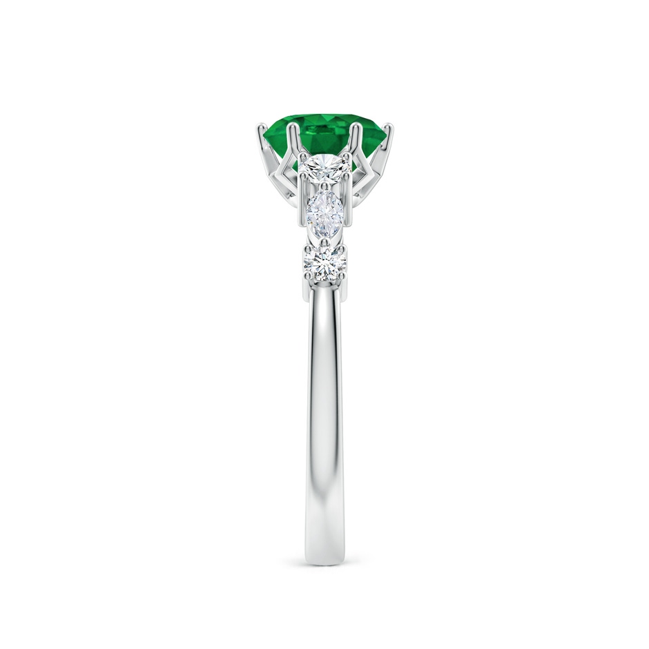 6.5mm AAA Classic Round Emerald Side Stone Engagement Ring in P950 Platinum side 299