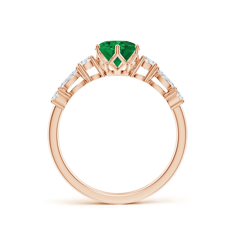 6.5mm AAA Classic Round Emerald Side Stone Engagement Ring in Rose Gold side 199