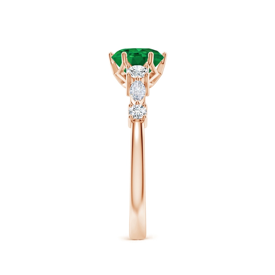6.5mm AAA Classic Round Emerald Side Stone Engagement Ring in Rose Gold side 299