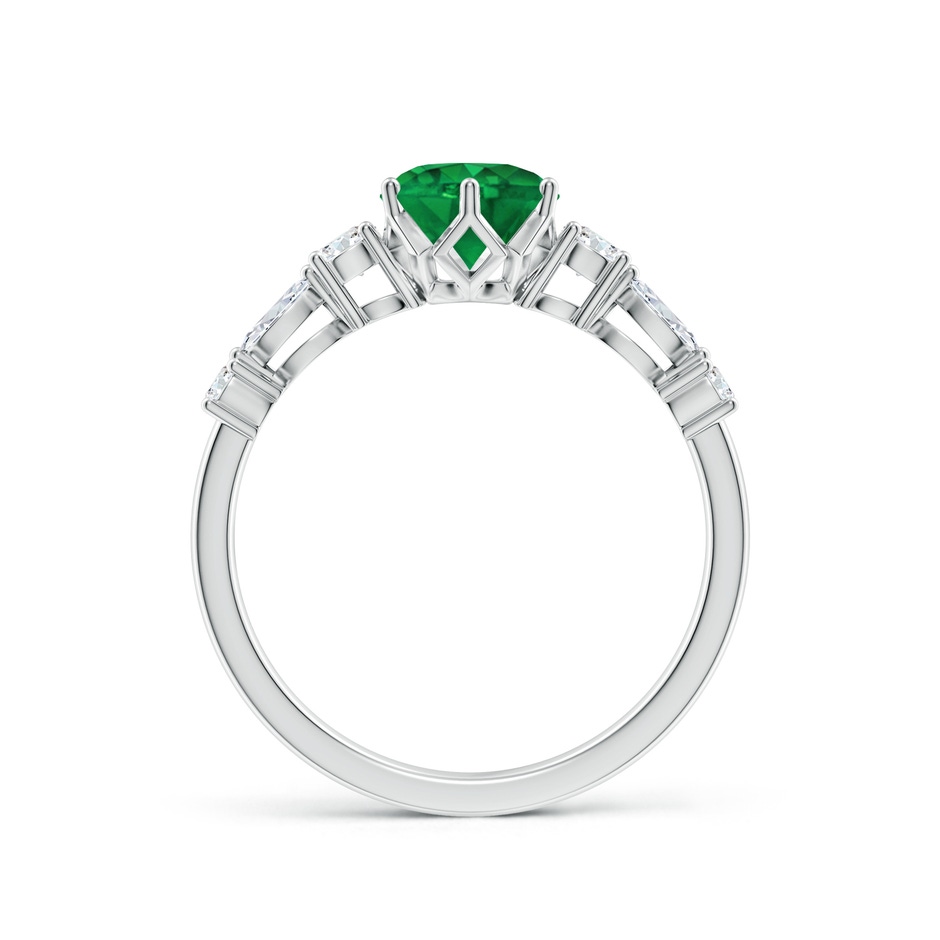 6.5mm AAA Classic Round Emerald Side Stone Engagement Ring in White Gold side 199