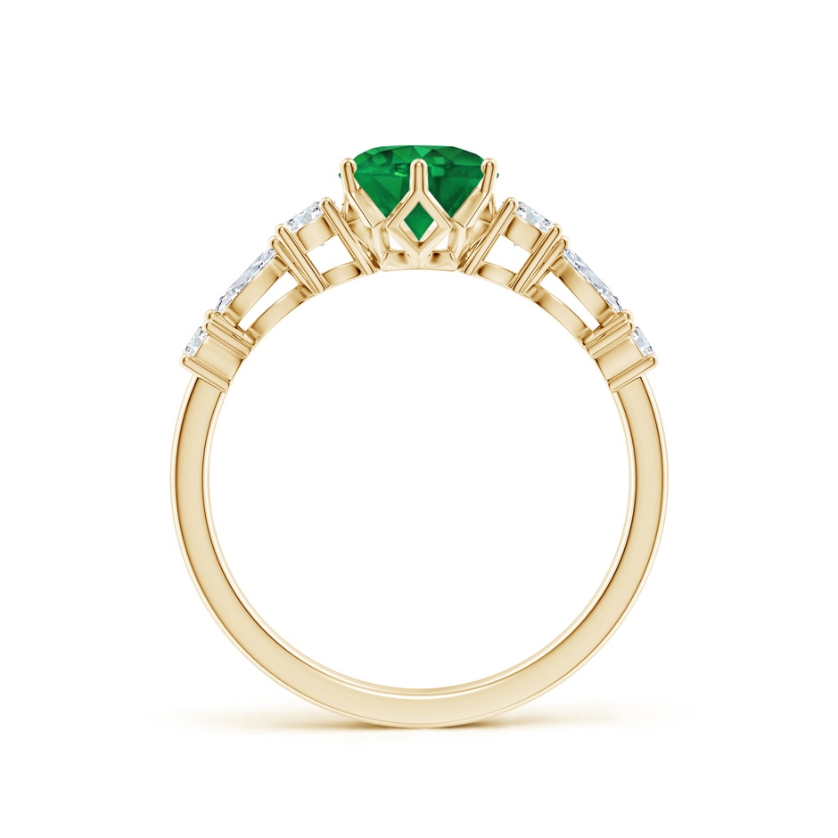 6.5mm AAA Classic Round Emerald Side Stone Engagement Ring in Yellow Gold side 199