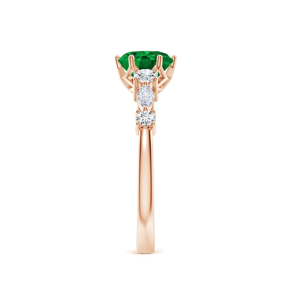 6.5mm AAAA Classic Round Emerald Side Stone Engagement Ring in Rose Gold side 299