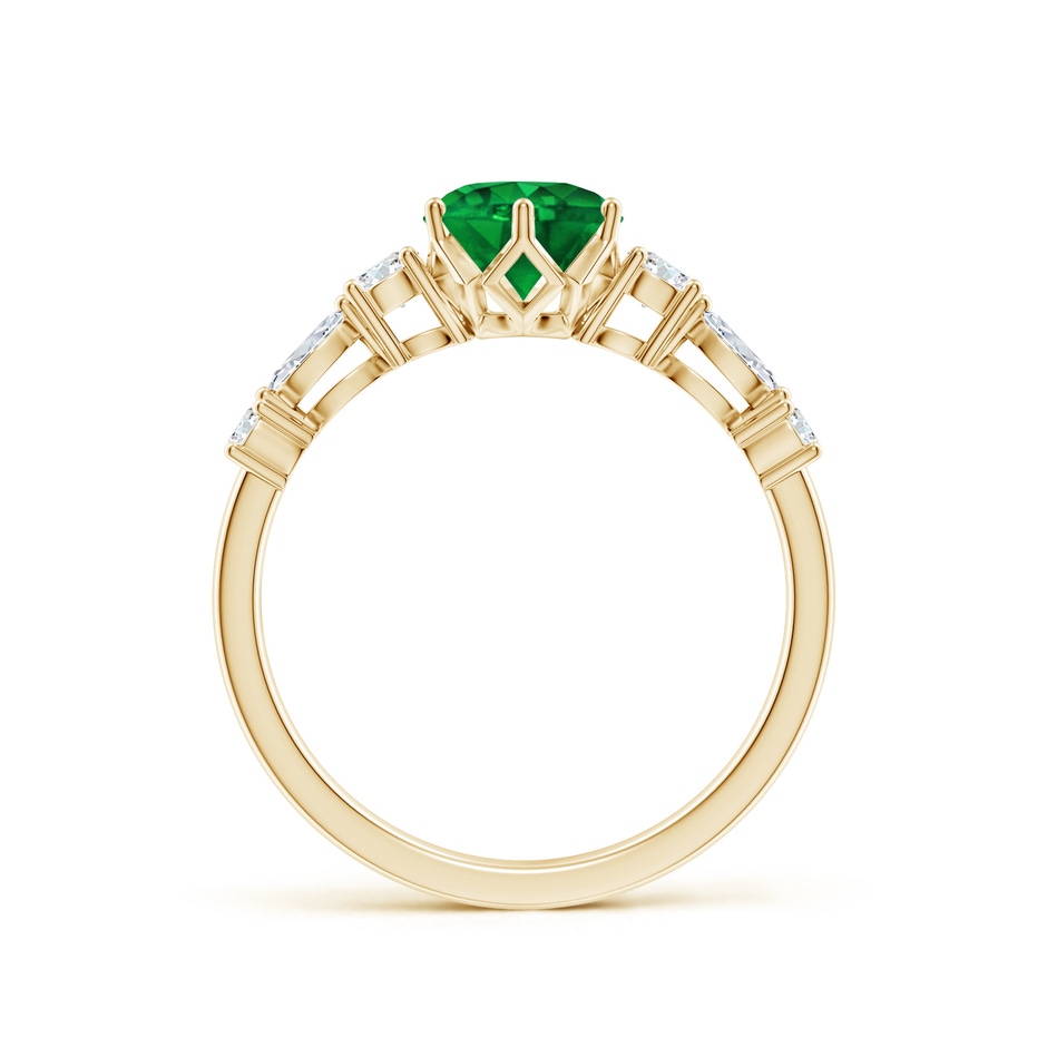 6.5mm AAAA Classic Round Emerald Side Stone Engagement Ring in Yellow Gold side 199