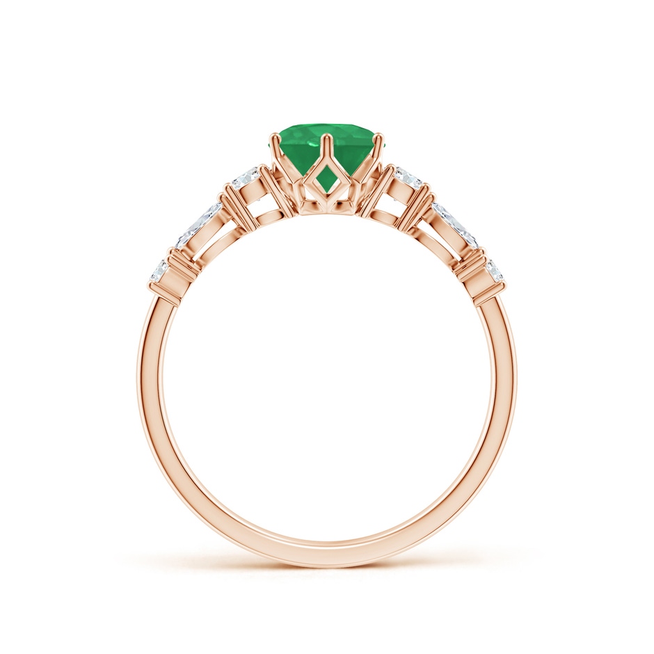 6mm A Classic Round Emerald Side Stone Engagement Ring in Rose Gold side 199