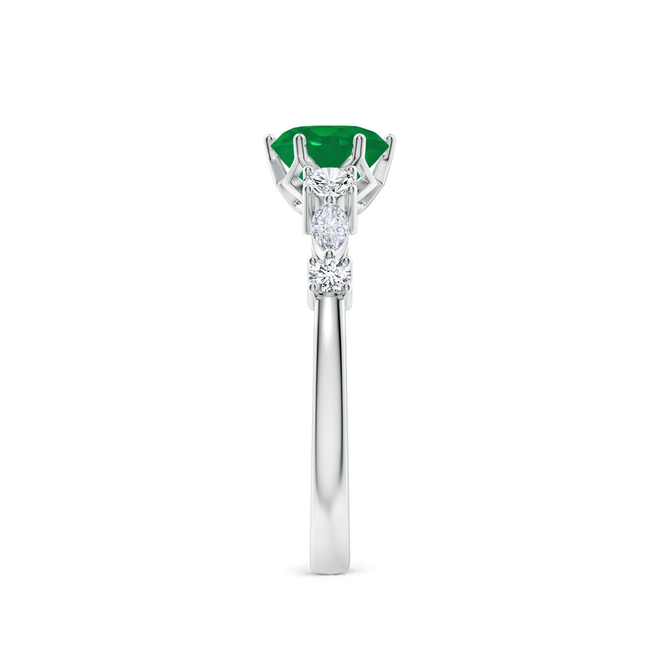 6mm AA Classic Round Emerald Side Stone Engagement Ring in P950 Platinum side 299