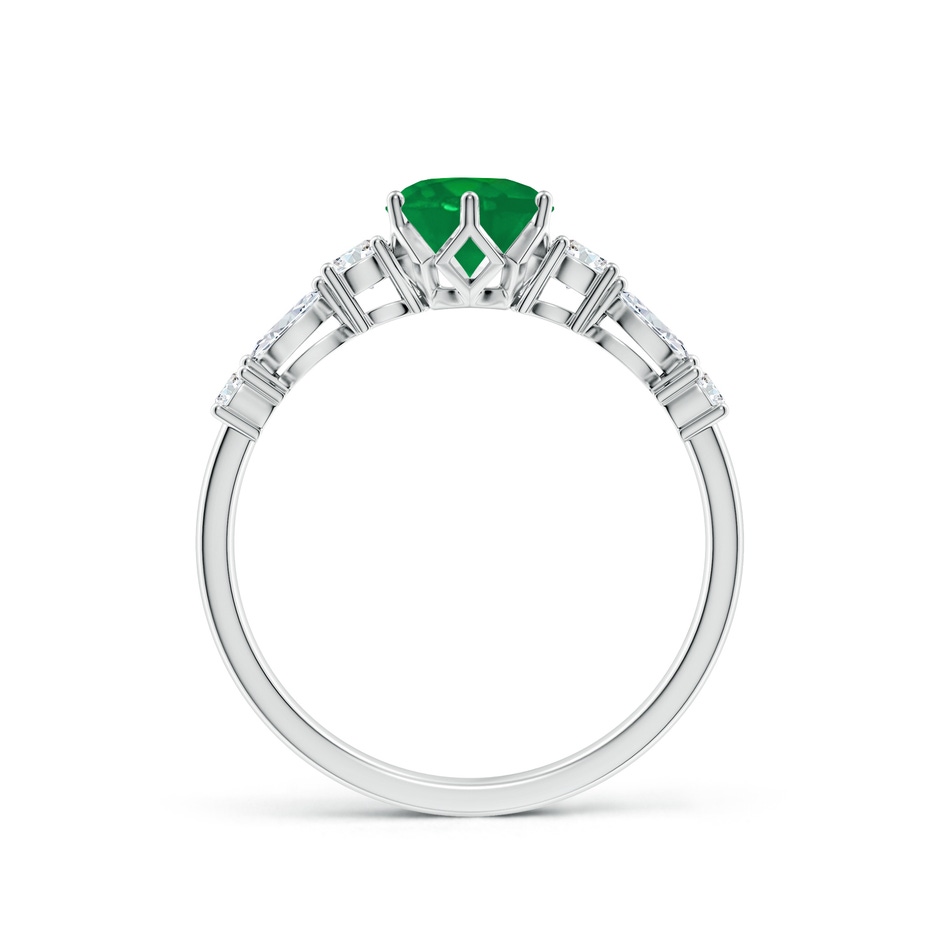 6mm AA Classic Round Emerald Side Stone Engagement Ring in White Gold side 199