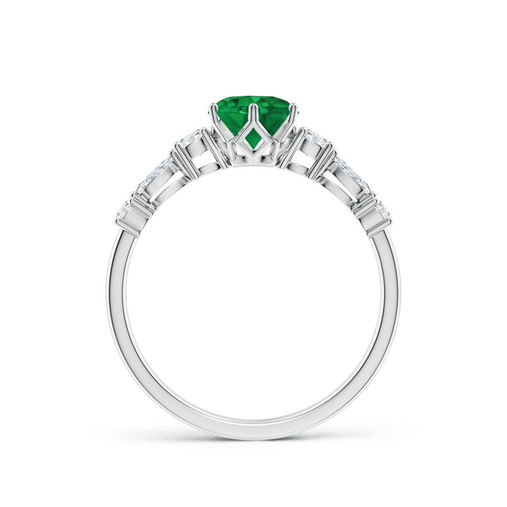 6mm AAA Classic Round Emerald Side Stone Engagement Ring in White Gold - side 199