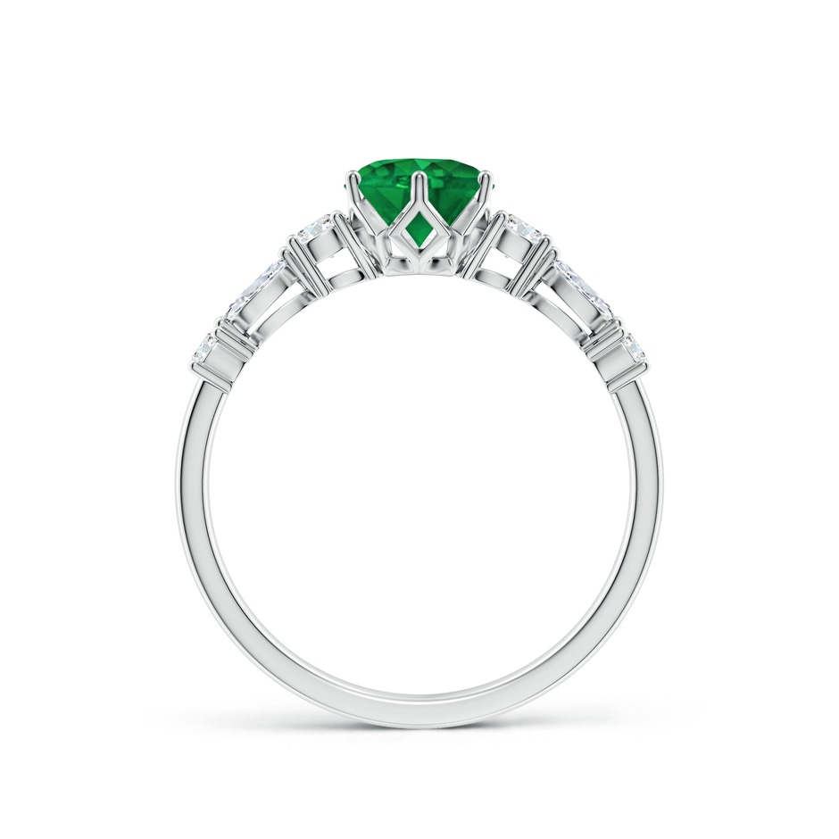 6mm AAA Classic Round Emerald Side Stone Engagement Ring in White Gold side 199