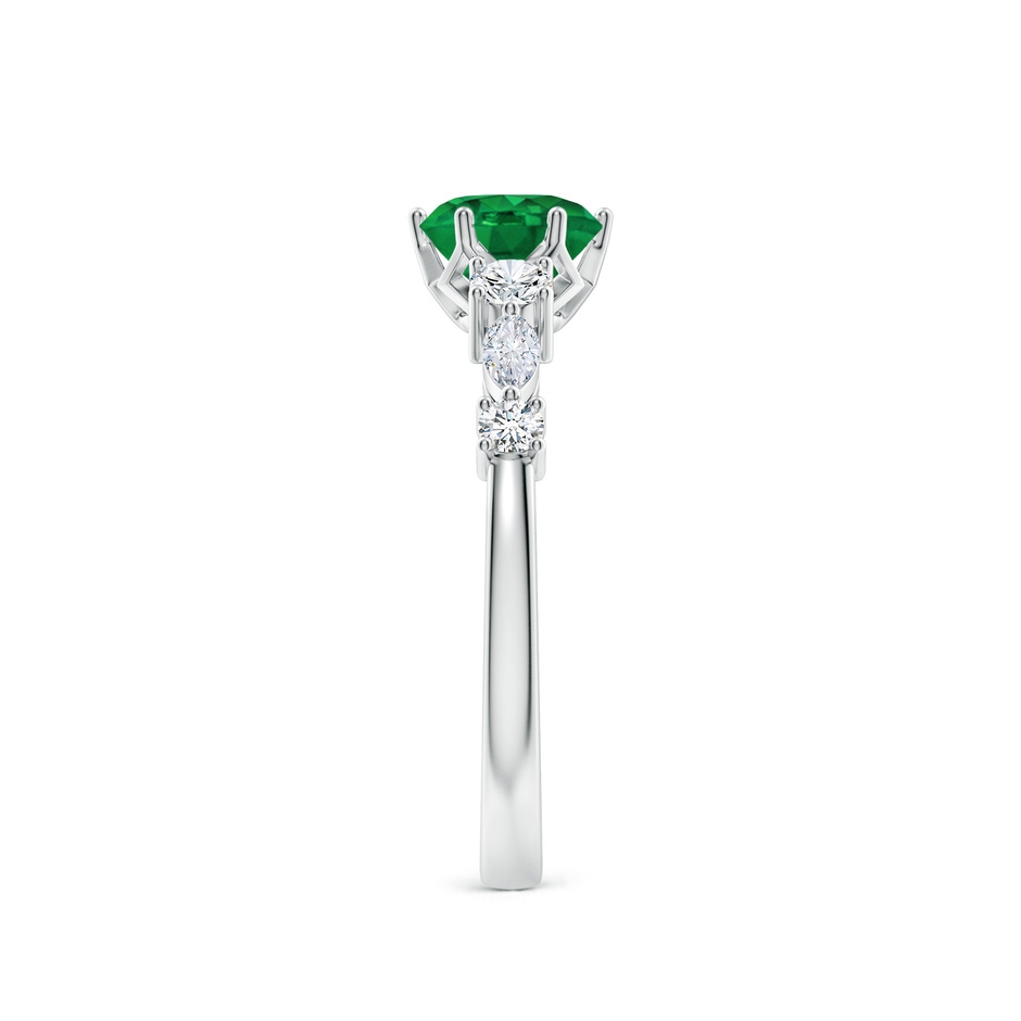 6mm AAA Classic Round Emerald Side Stone Engagement Ring in White Gold side 299