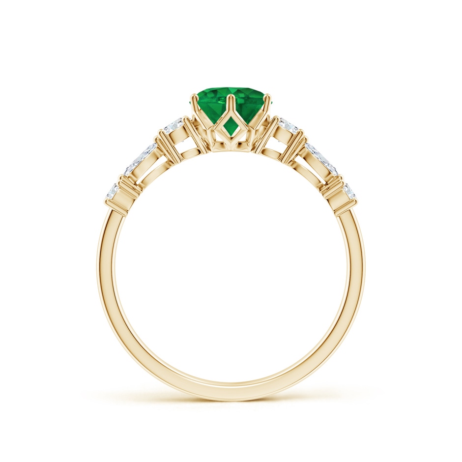 6mm AAA Classic Round Emerald Side Stone Engagement Ring in Yellow Gold side 199