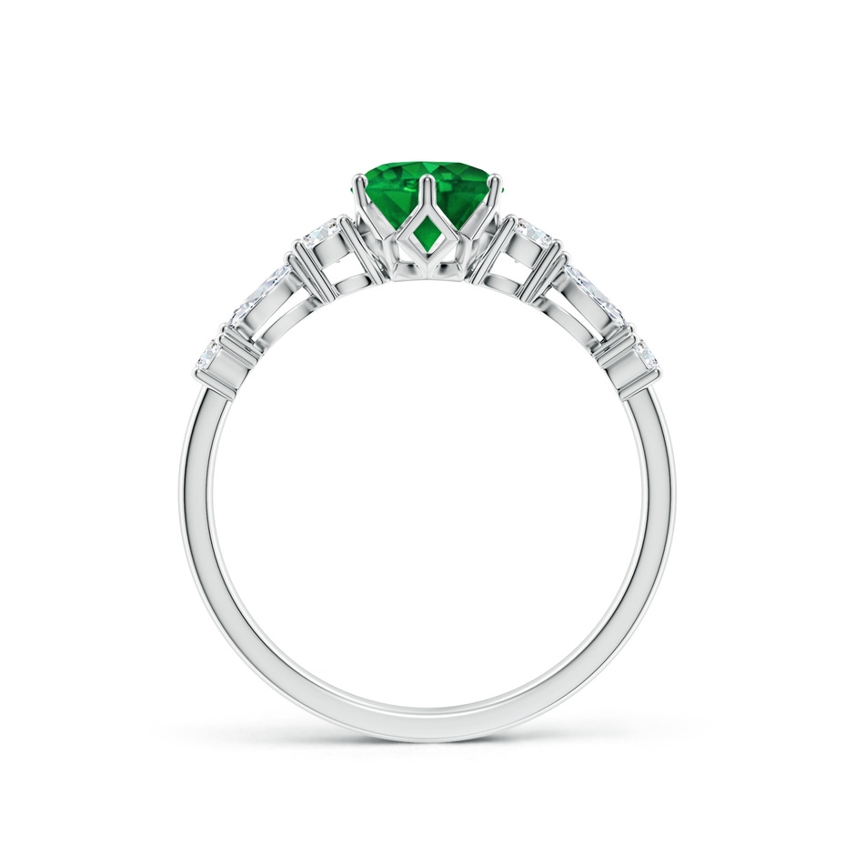 6mm AAAA Classic Round Emerald Side Stone Engagement Ring in P950 Platinum side 199