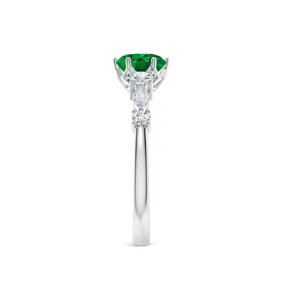 6mm AAAA Classic Round Emerald Side Stone Engagement Ring in P950 Platinum side 299