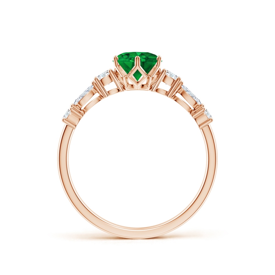 6mm AAAA Classic Round Emerald Side Stone Engagement Ring in Rose Gold side 199