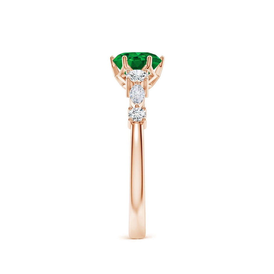 6mm AAAA Classic Round Emerald Side Stone Engagement Ring in Rose Gold side 299