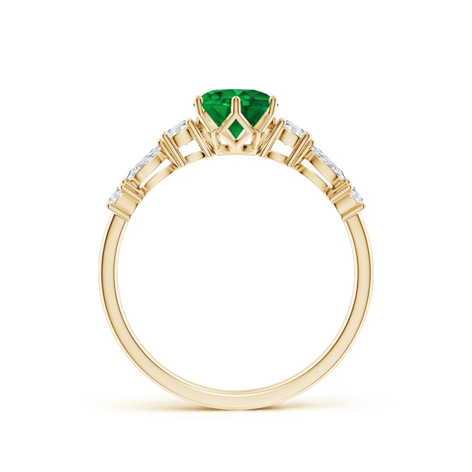 6mm AAAA Classic Round Emerald Side Stone Engagement Ring in Yellow Gold side 199