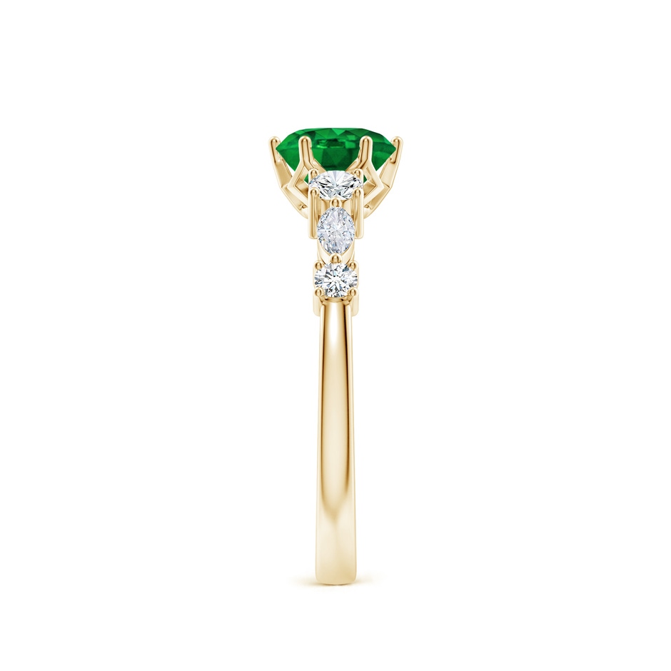 6mm AAAA Classic Round Emerald Side Stone Engagement Ring in Yellow Gold side 299
