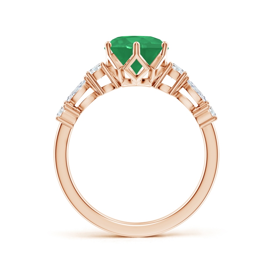 8mm A Classic Round Emerald Side Stone Engagement Ring in Rose Gold side 199