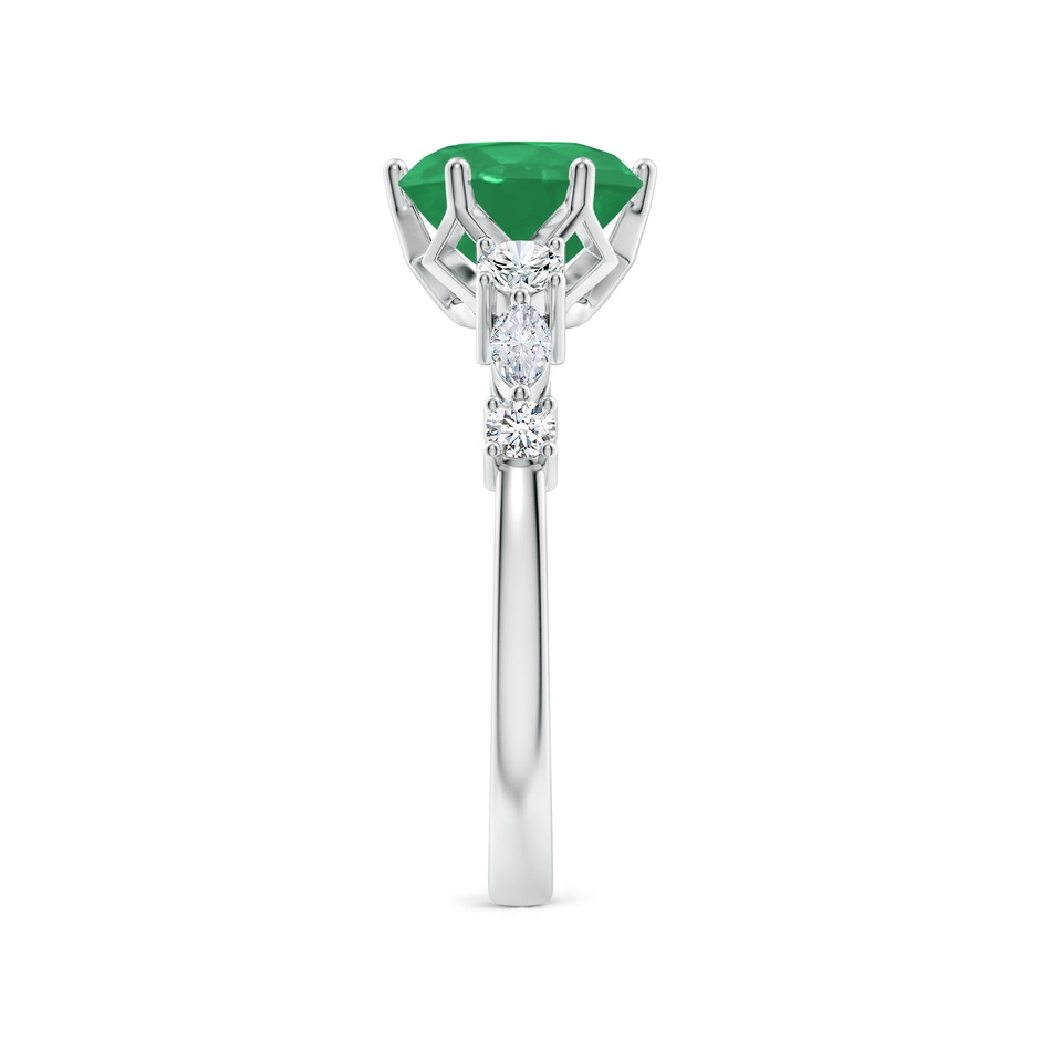 8mm A Classic Round Emerald Side Stone Engagement Ring in White Gold side 299