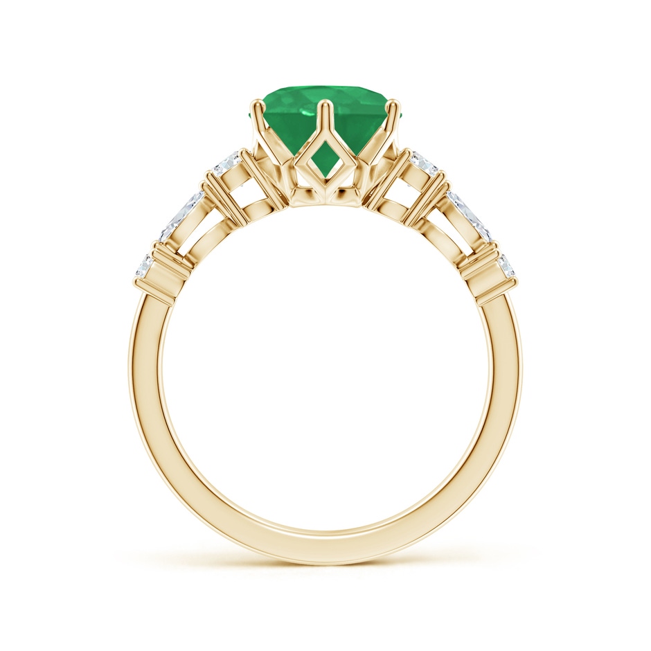 8mm A Classic Round Emerald Side Stone Engagement Ring in Yellow Gold side 199
