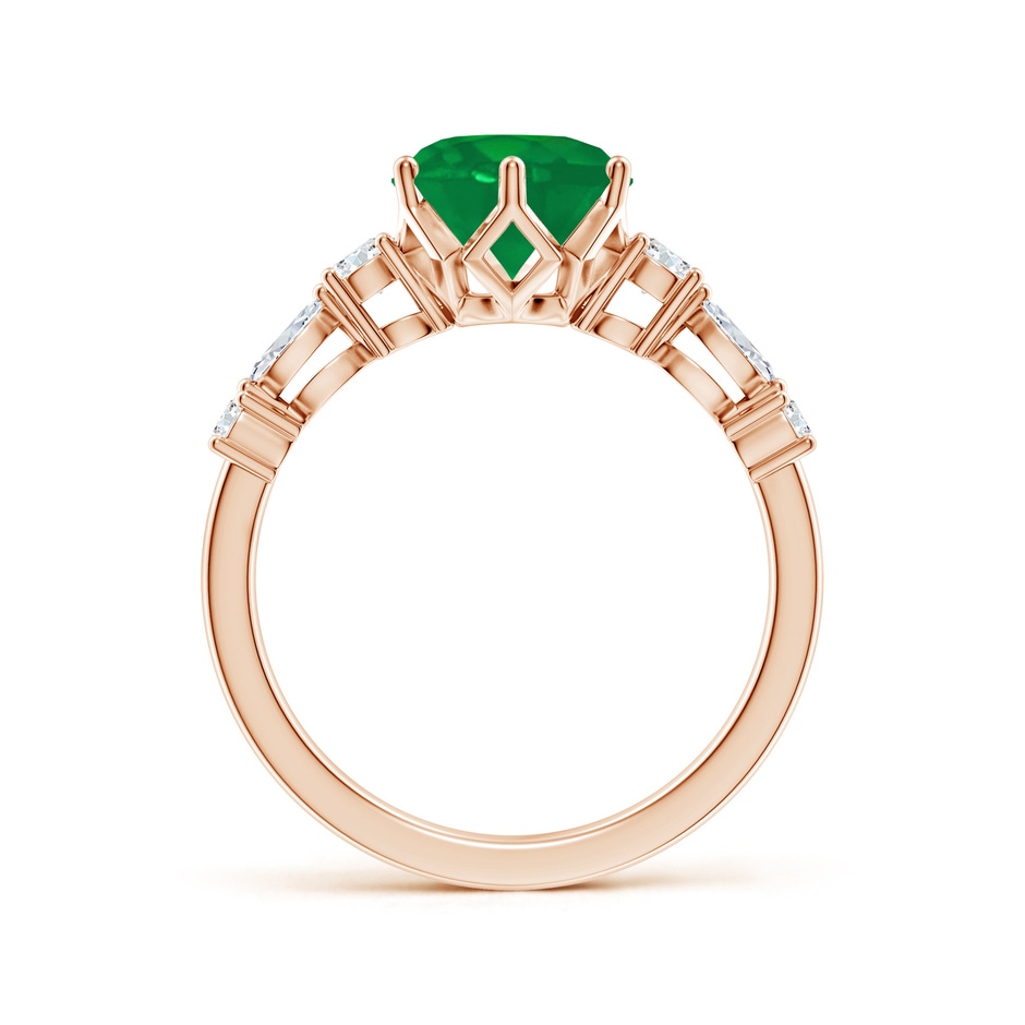8mm AA Classic Round Emerald Side Stone Engagement Ring in Rose Gold side 199