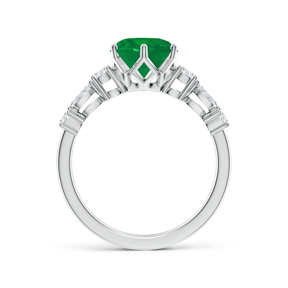 8mm AA Classic Round Emerald Side Stone Engagement Ring in White Gold side 199
