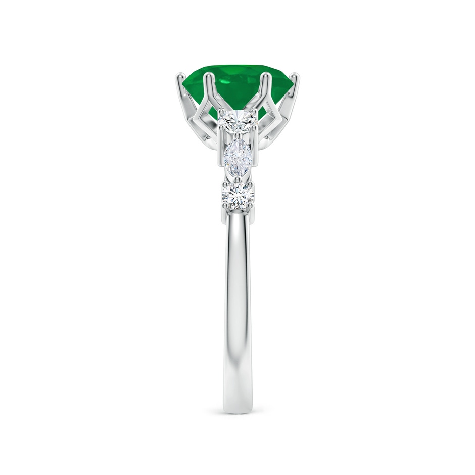 8mm AA Classic Round Emerald Side Stone Engagement Ring in White Gold side 299
