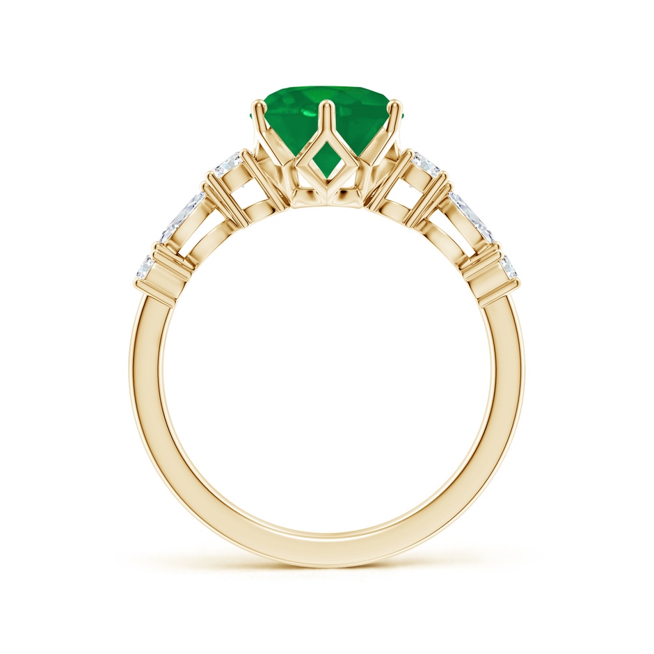 8mm AA Classic Round Emerald Side Stone Engagement Ring in Yellow Gold side 199