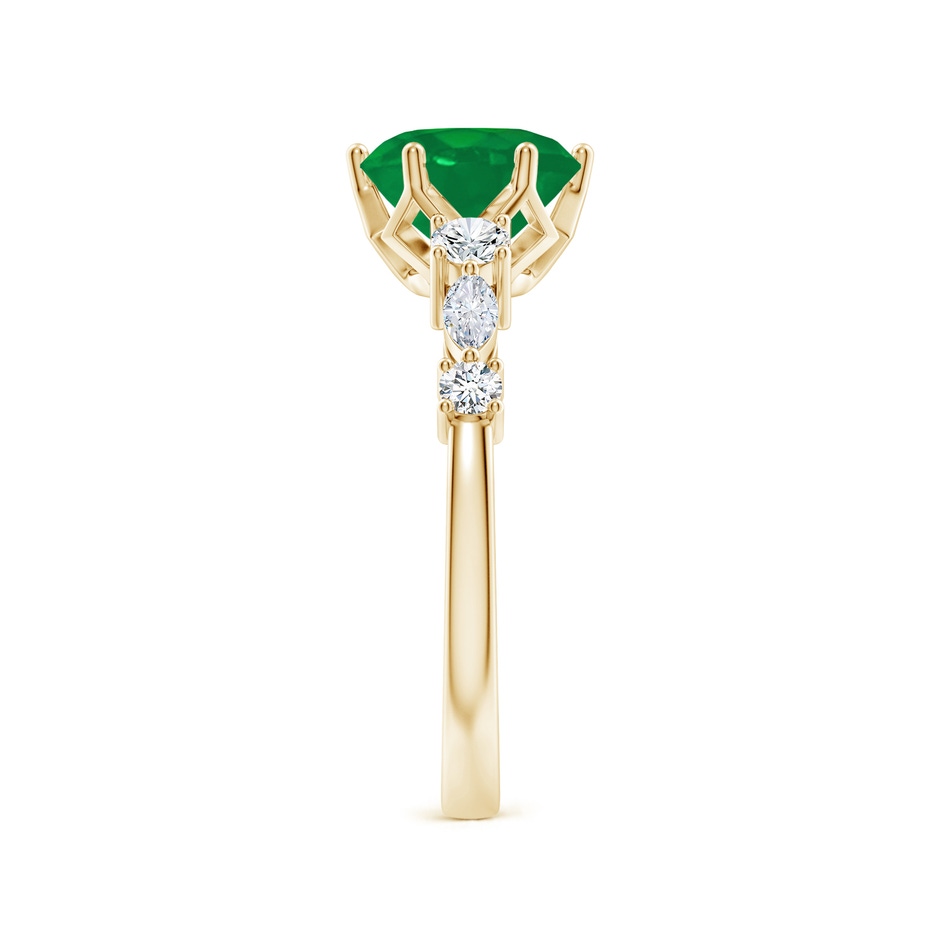 8mm AA Classic Round Emerald Side Stone Engagement Ring in Yellow Gold side 299