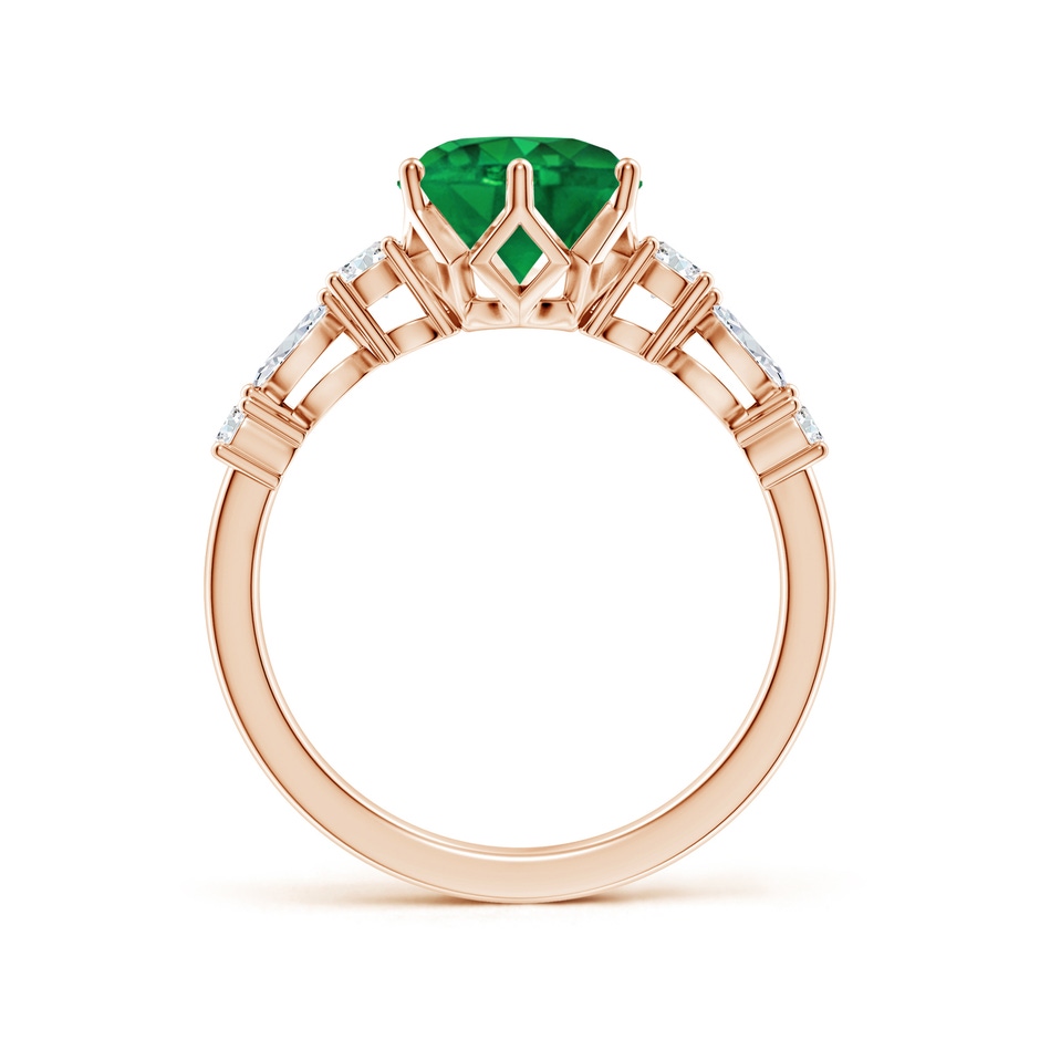 8mm AAA Classic Round Emerald Side Stone Engagement Ring in Rose Gold side 199