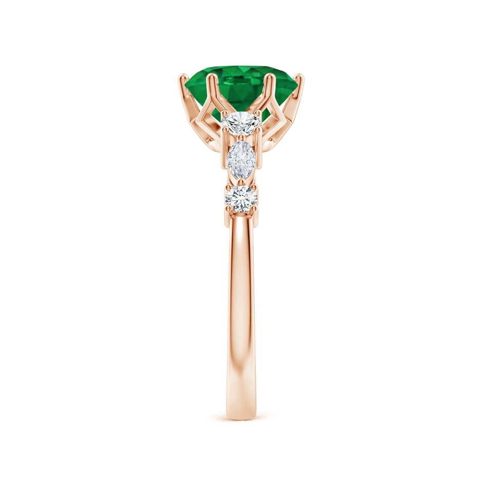 8mm AAA Classic Round Emerald Side Stone Engagement Ring in Rose Gold side 299