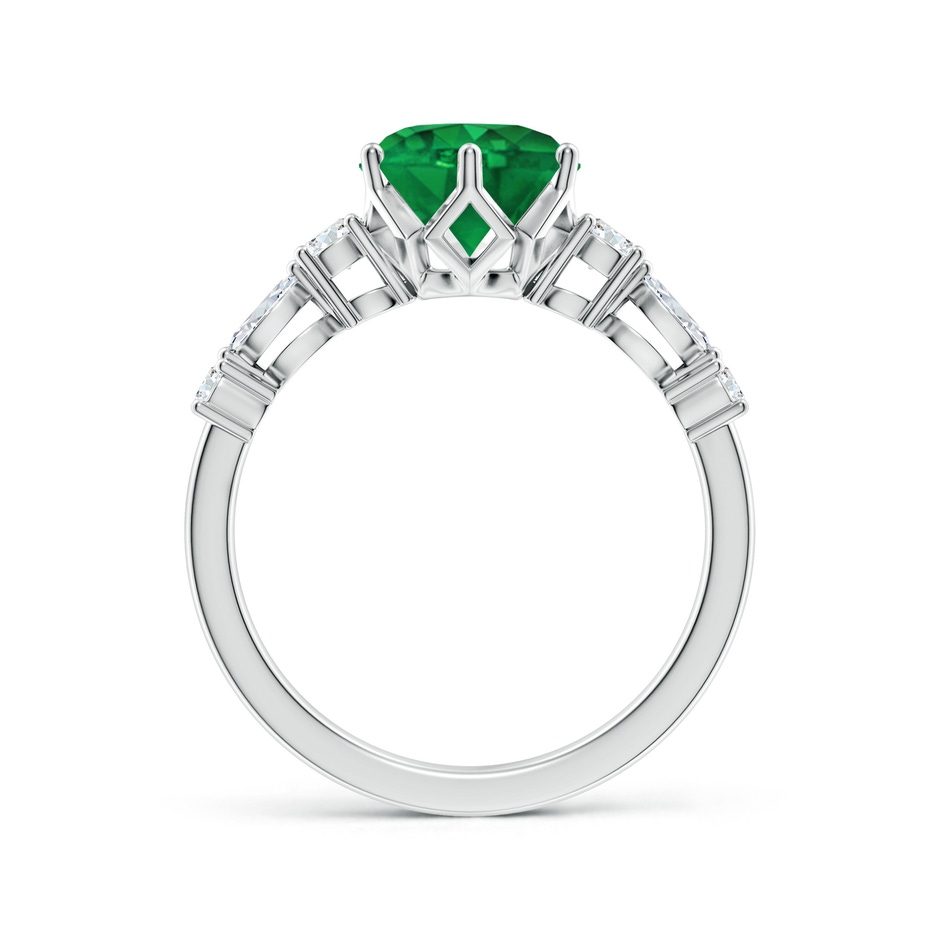 8mm AAA Classic Round Emerald Side Stone Engagement Ring in White Gold side 199
