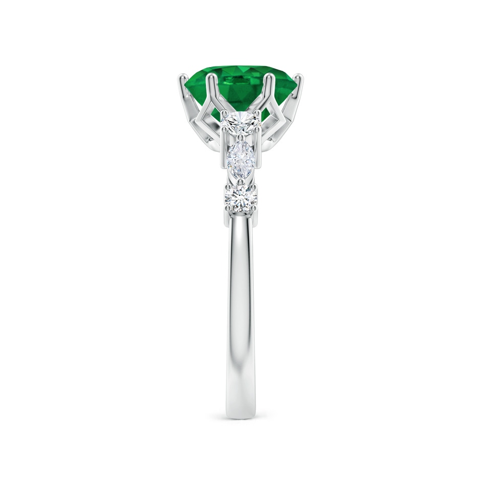 8mm AAA Classic Round Emerald Side Stone Engagement Ring in White Gold side 299