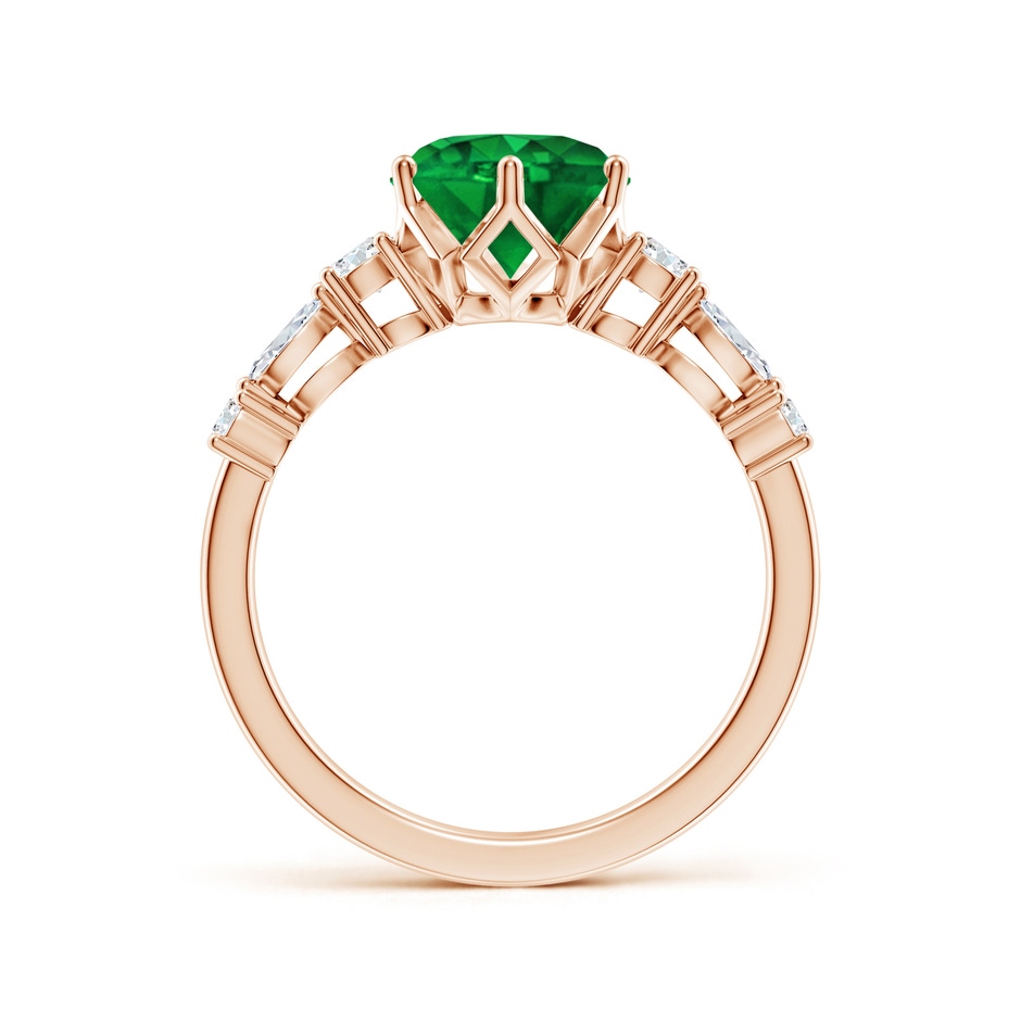 8mm AAAA Classic Round Emerald Side Stone Engagement Ring in 18K Rose Gold side 199