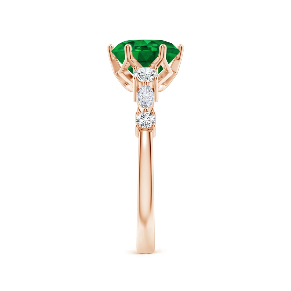 8mm AAAA Classic Round Emerald Side Stone Engagement Ring in 18K Rose Gold side 299