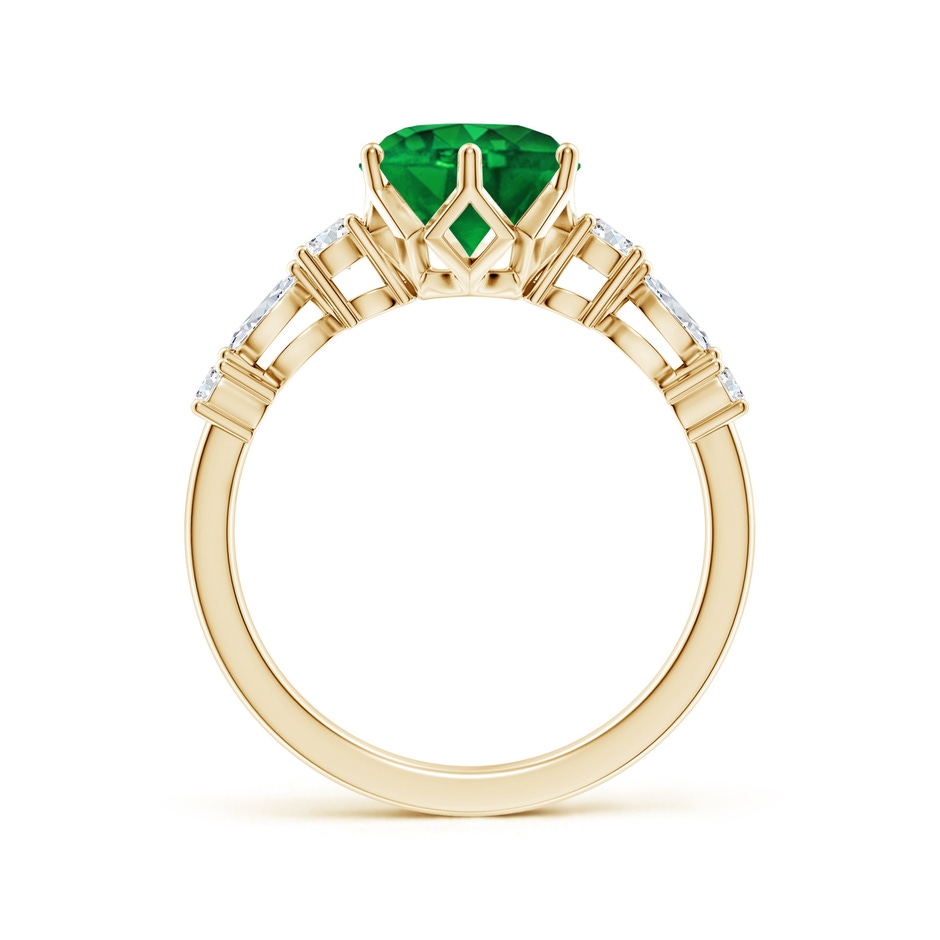 8mm AAAA Classic Round Emerald Side Stone Engagement Ring in Yellow Gold side 199