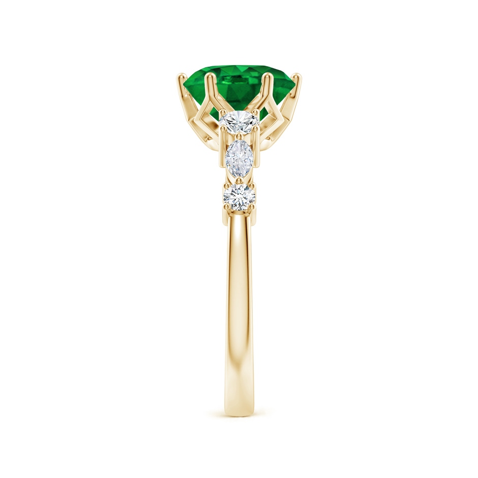 8mm AAAA Classic Round Emerald Side Stone Engagement Ring in Yellow Gold side 299