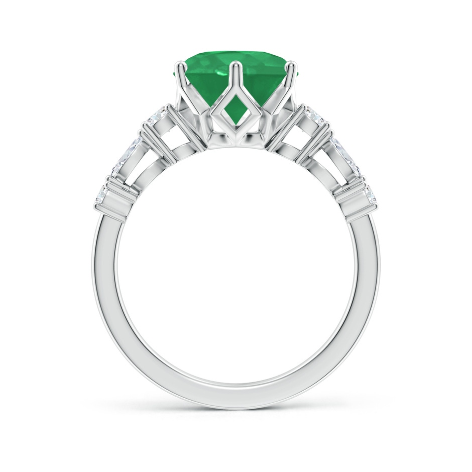9mm A Classic Round Emerald Side Stone Engagement Ring in White Gold side 199