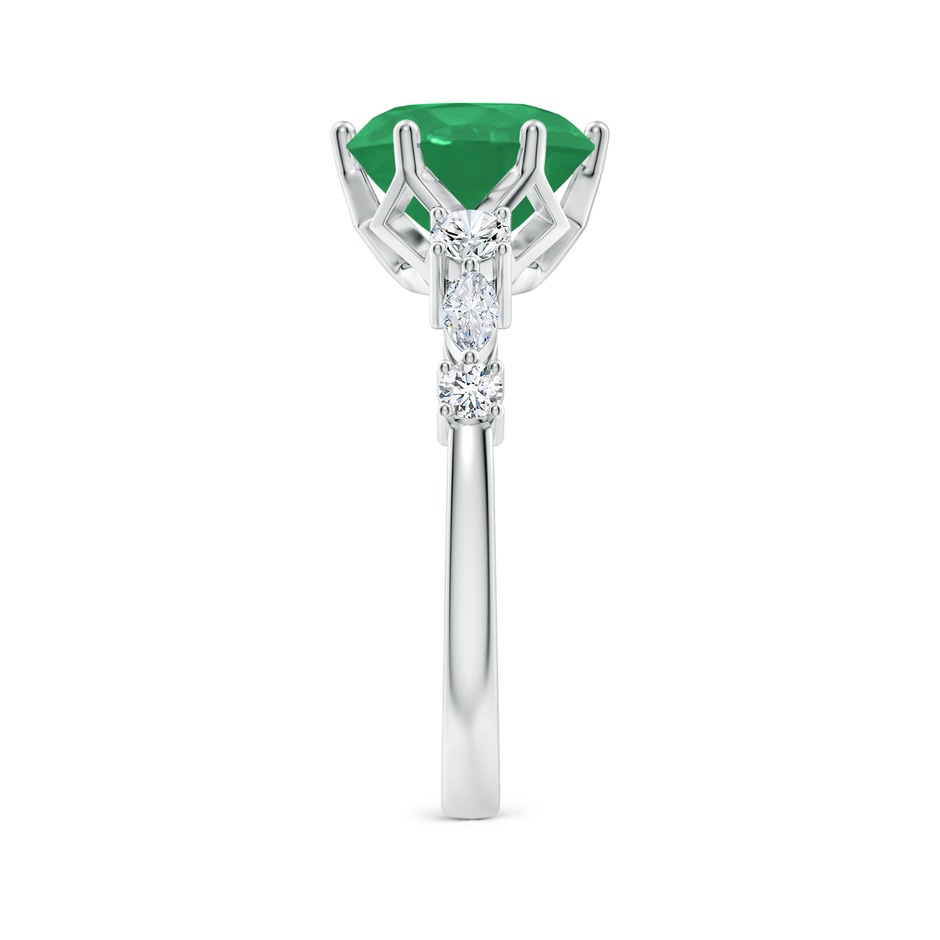 9mm A Classic Round Emerald Side Stone Engagement Ring in White Gold side 299