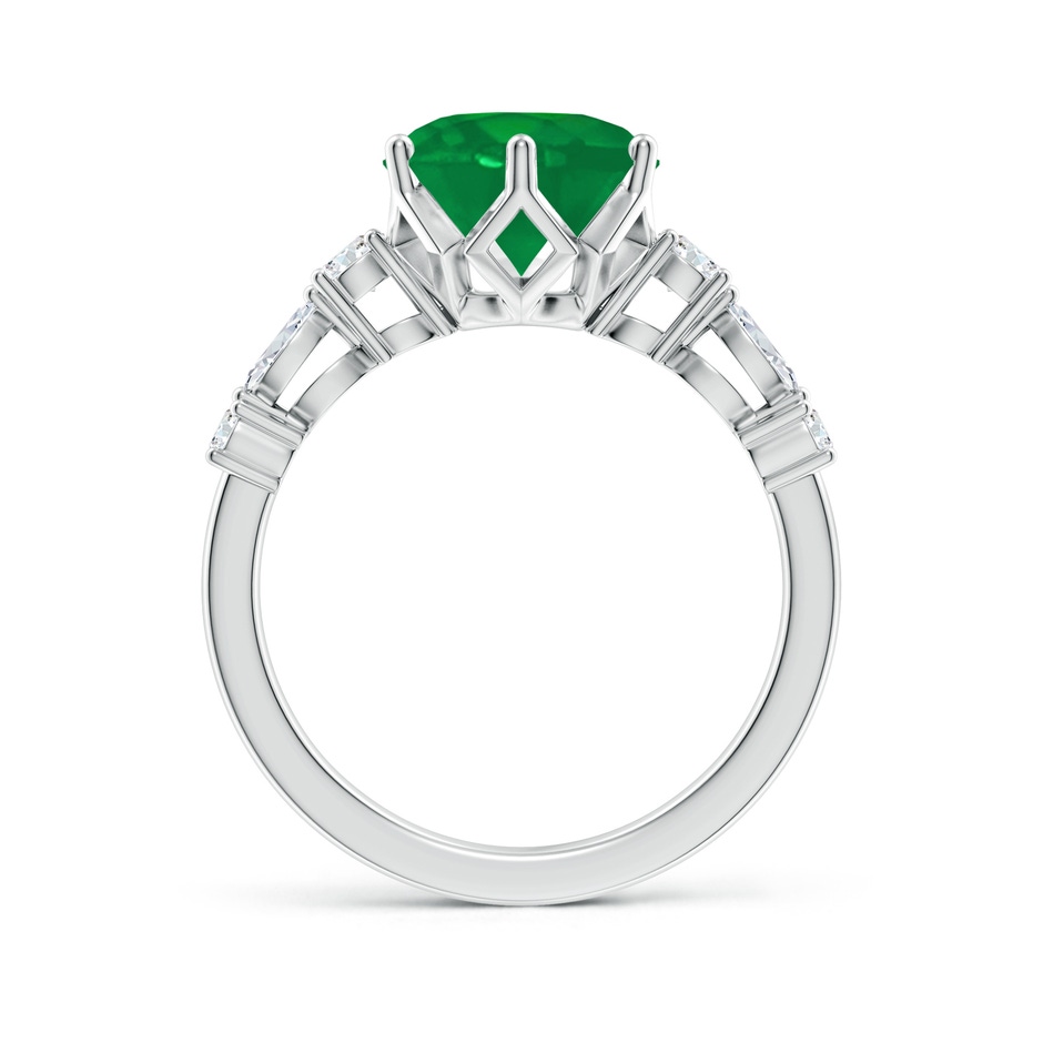 9mm AA Classic Round Emerald Side Stone Engagement Ring in P950 Platinum side 199