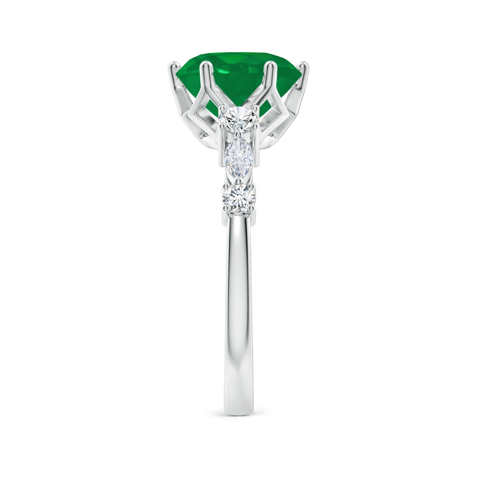 9mm AA Classic Round Emerald Side Stone Engagement Ring in White Gold side 299