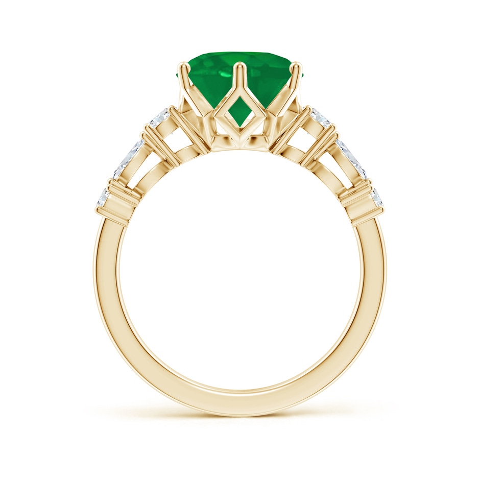 9mm AA Classic Round Emerald Side Stone Engagement Ring in Yellow Gold side 199