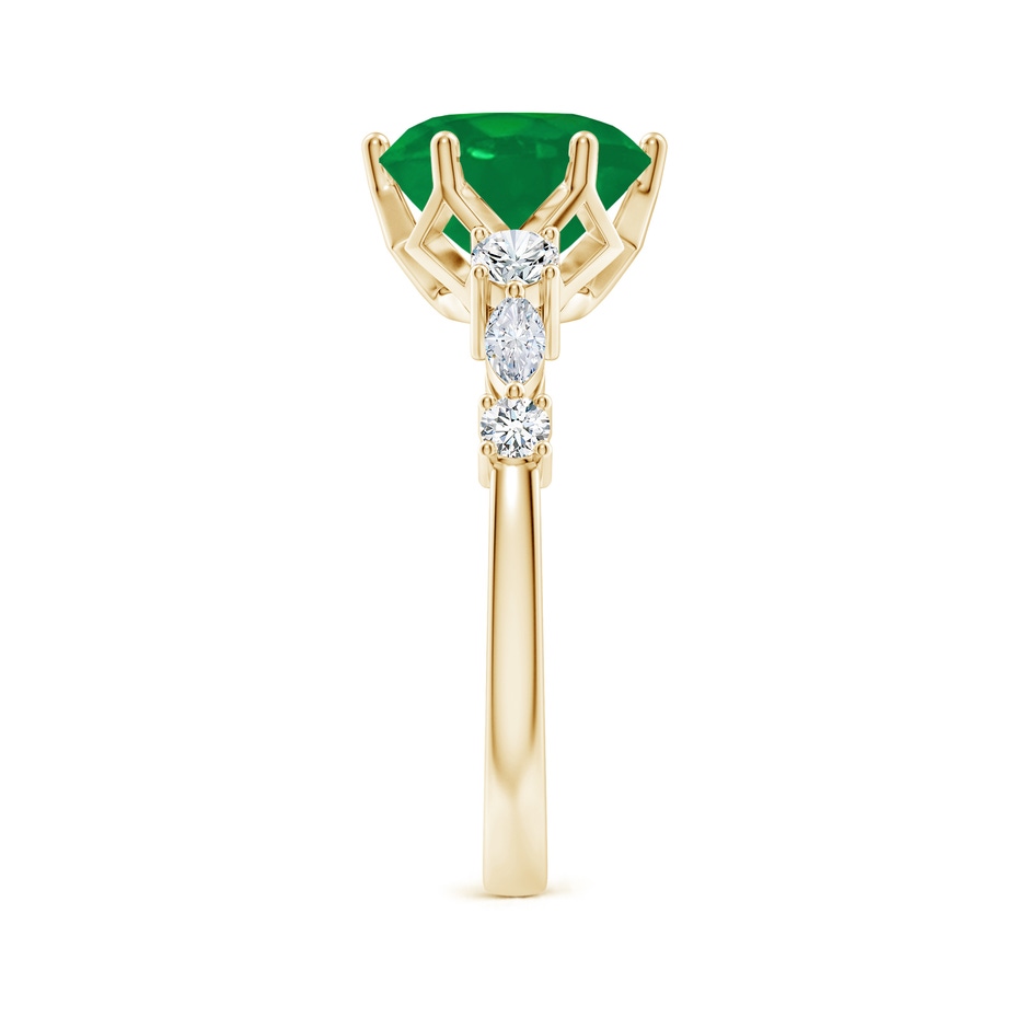 9mm AA Classic Round Emerald Side Stone Engagement Ring in Yellow Gold side 299