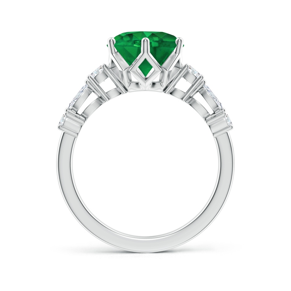 9mm AAA Classic Round Emerald Side Stone Engagement Ring in White Gold side 199