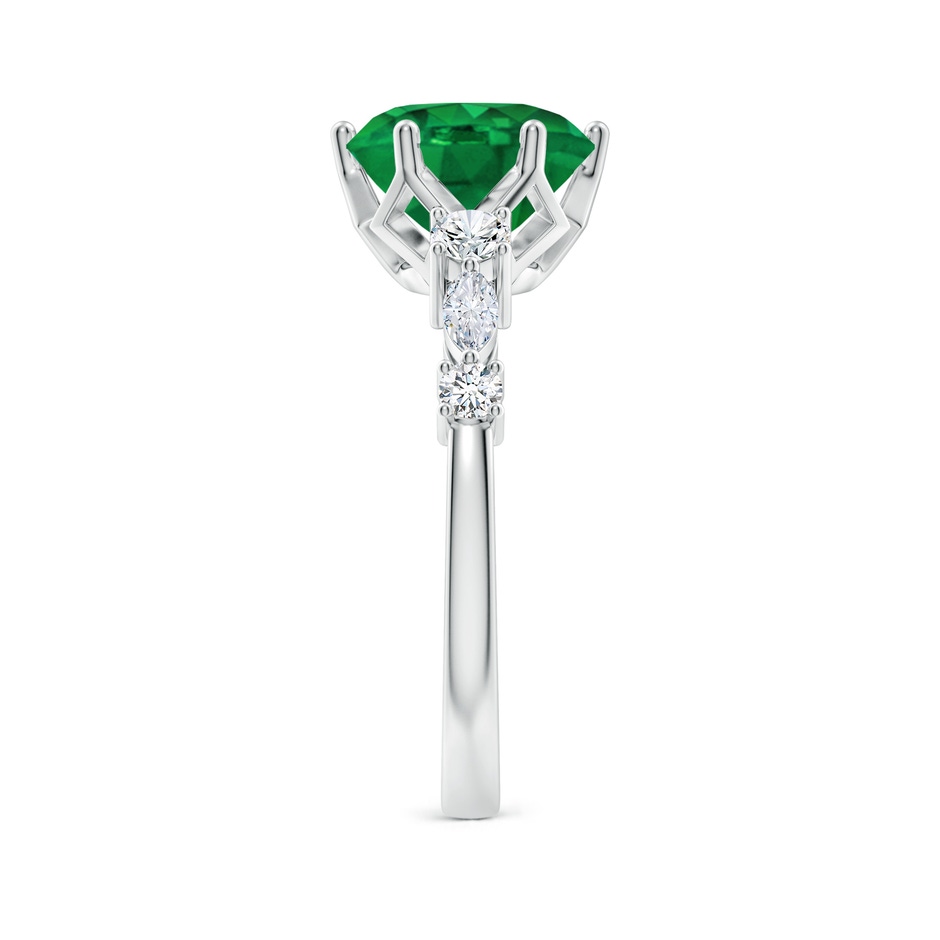 9mm AAA Classic Round Emerald Side Stone Engagement Ring in White Gold side 299
