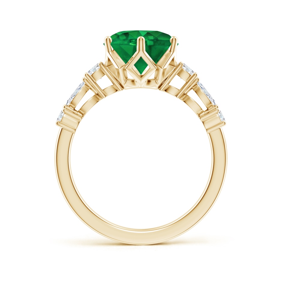9mm AAA Classic Round Emerald Side Stone Engagement Ring in Yellow Gold side 199